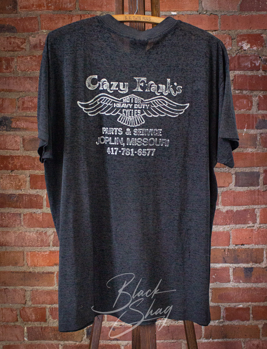 Vintage Harley Davidson Crazy Frank's 3D Emblem Graphic T Shirt 80s XL