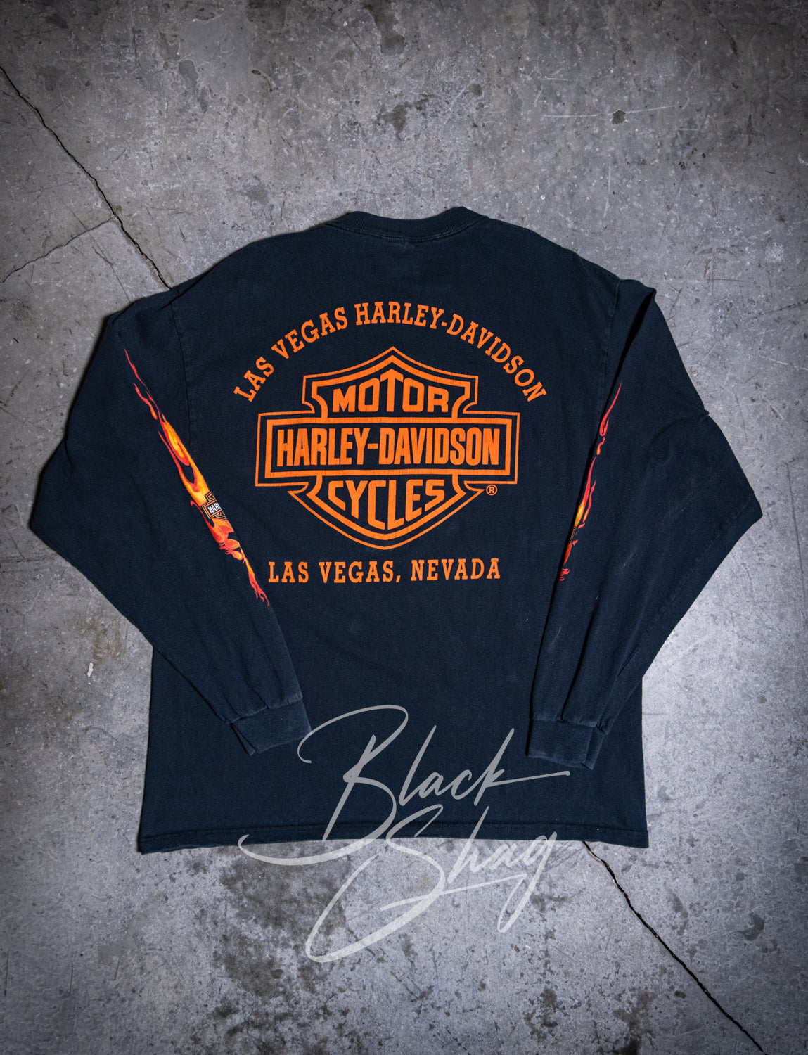 Vintage y2k Harley Davidson Las Vegas Flame Long Sleeve Graphic T Shirt XL