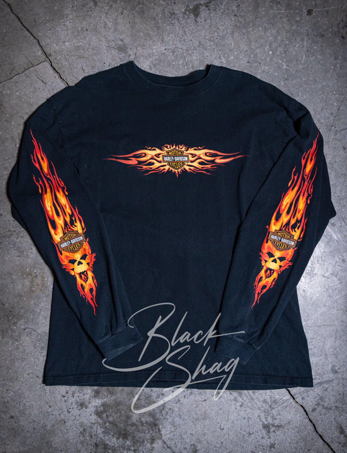 Vintage y2k Harley Davidson Las Vegas Flame Long Sleeve Graphic T Shirt XL
