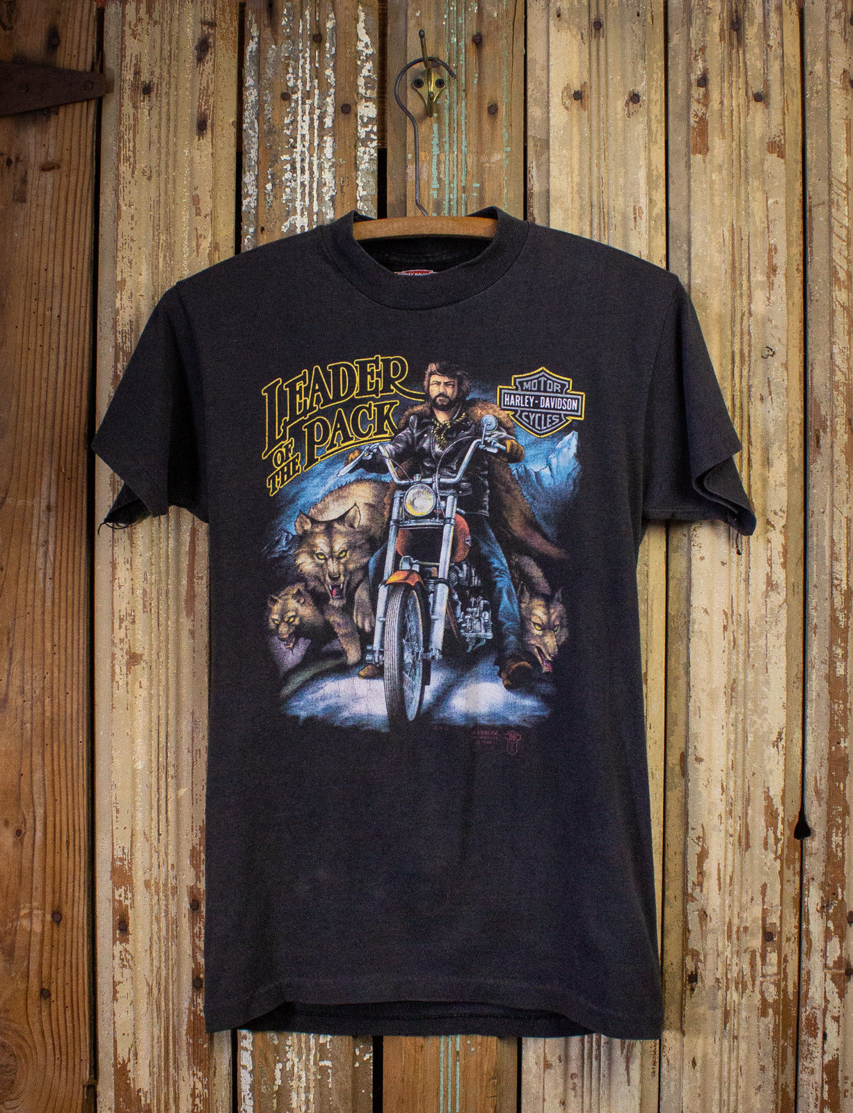 Vintage Harley Davidson Leader Of The Pack Graphic T Shirt 1988 Black Small