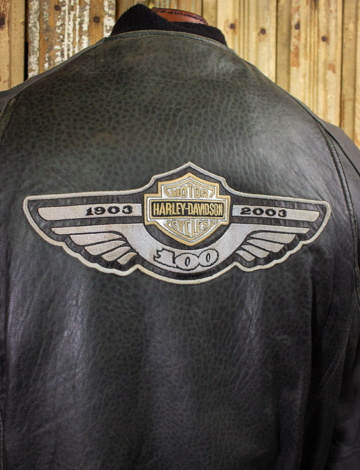 Vintage Harley Davidson 100th Anniversary Leather Bomber Jacket 2003 XL