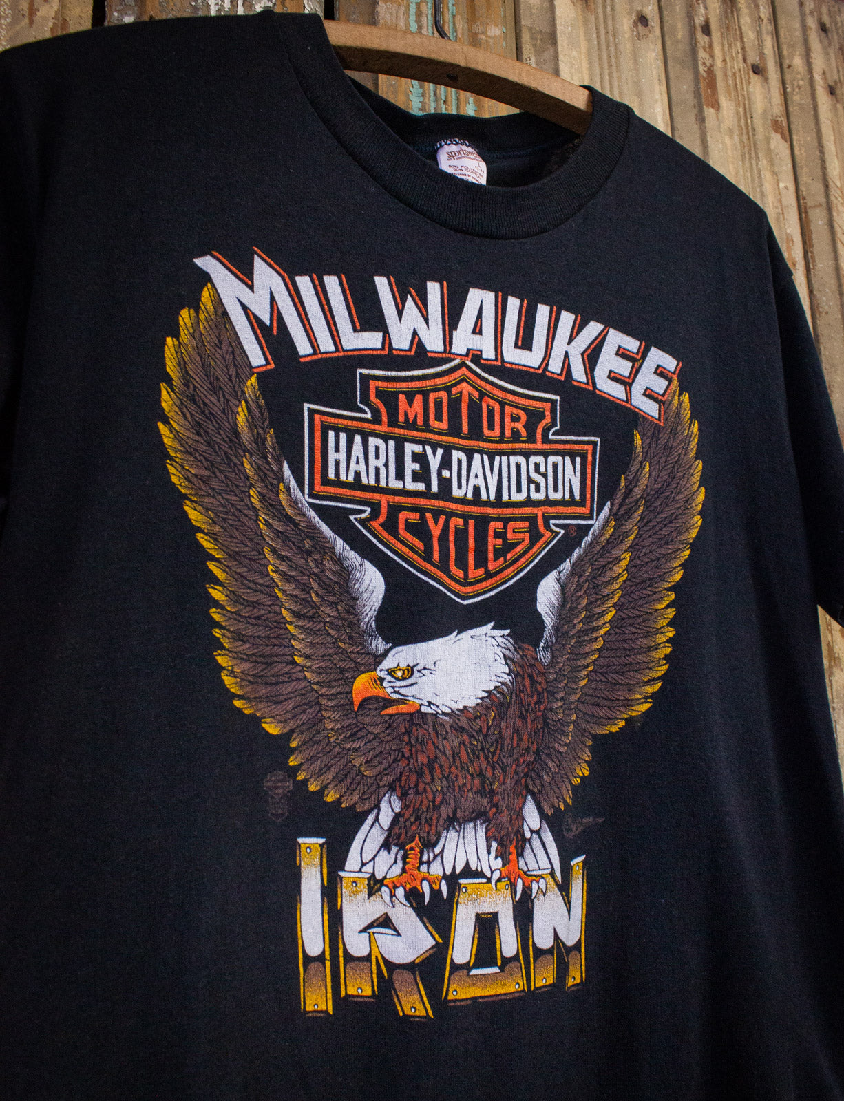 Vintage Harley Davidson Milwaukee Iron Graphic T Shirt 1986 Black Medium