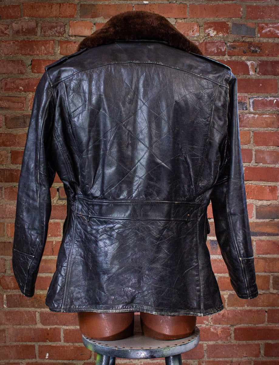 Vintage Harley Davidson Police Patrol Black Leather Moto Jacket 60s Large/XL