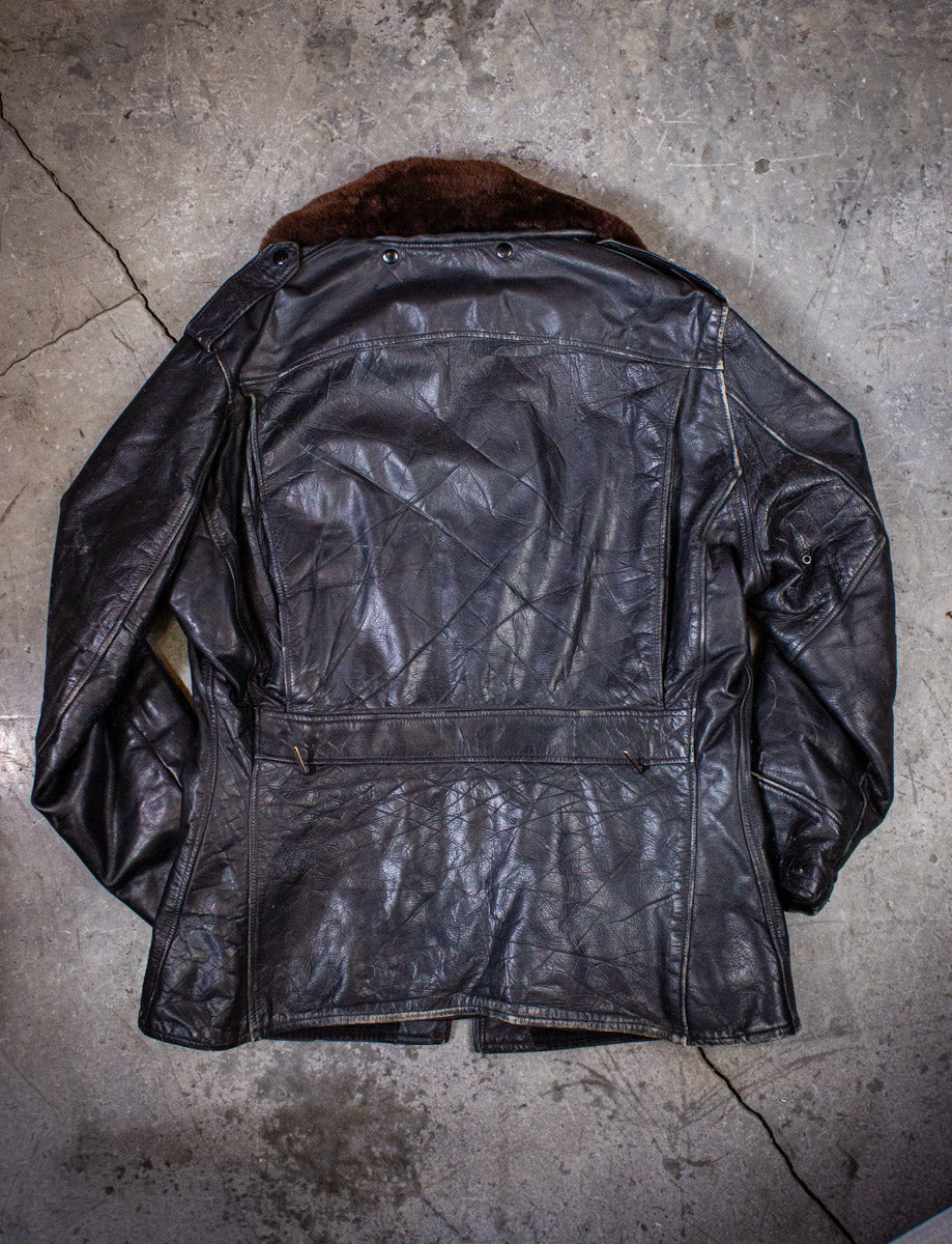 Vintage Harley Davidson Police Patrol Black Leather Moto Jacket 60s Large/XL