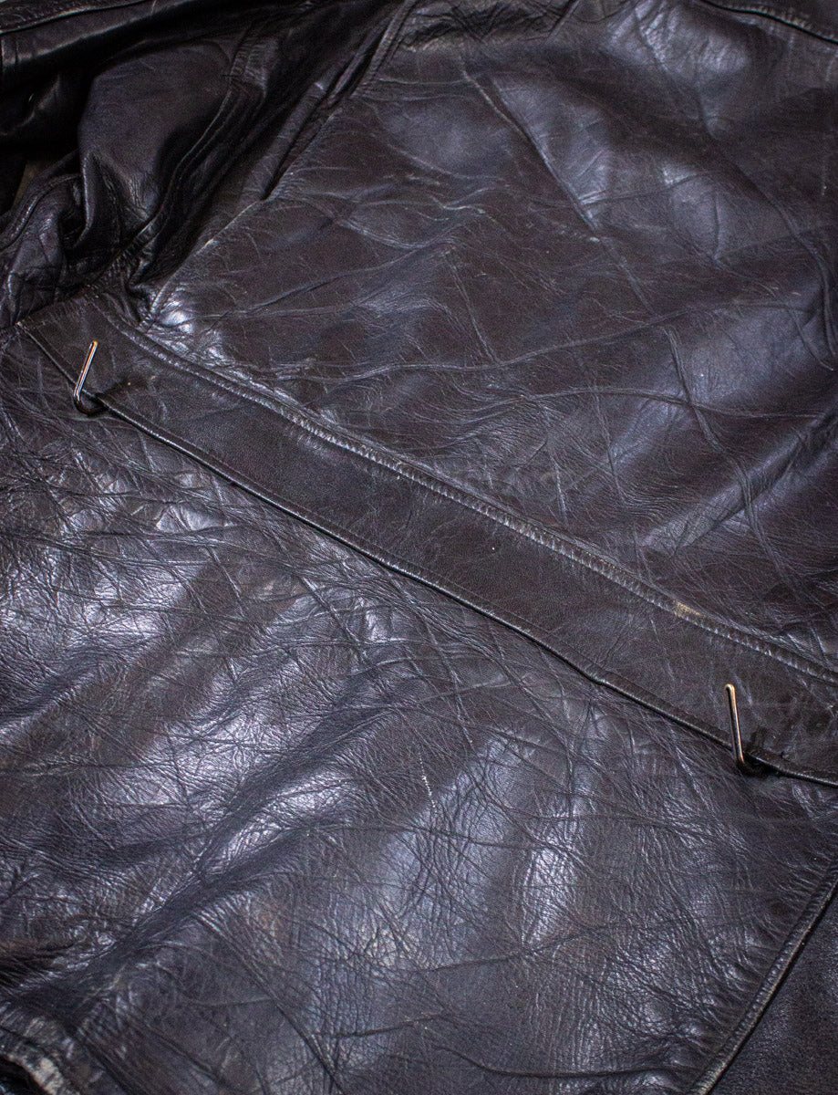 Vintage Harley Davidson Police Patrol Black Leather Moto Jacket 60s Large/XL