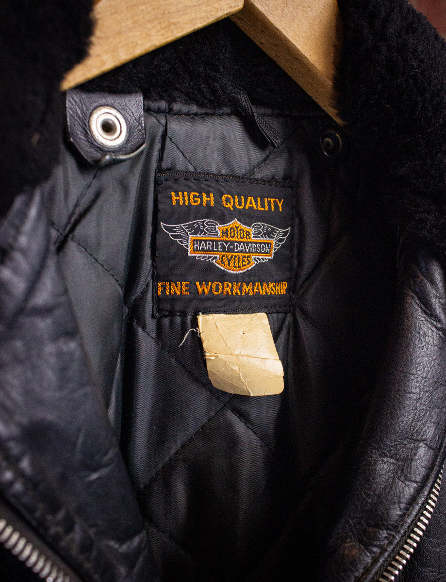 Vintage Harley Davidson Police Patrol Black Leather Moto Jacket