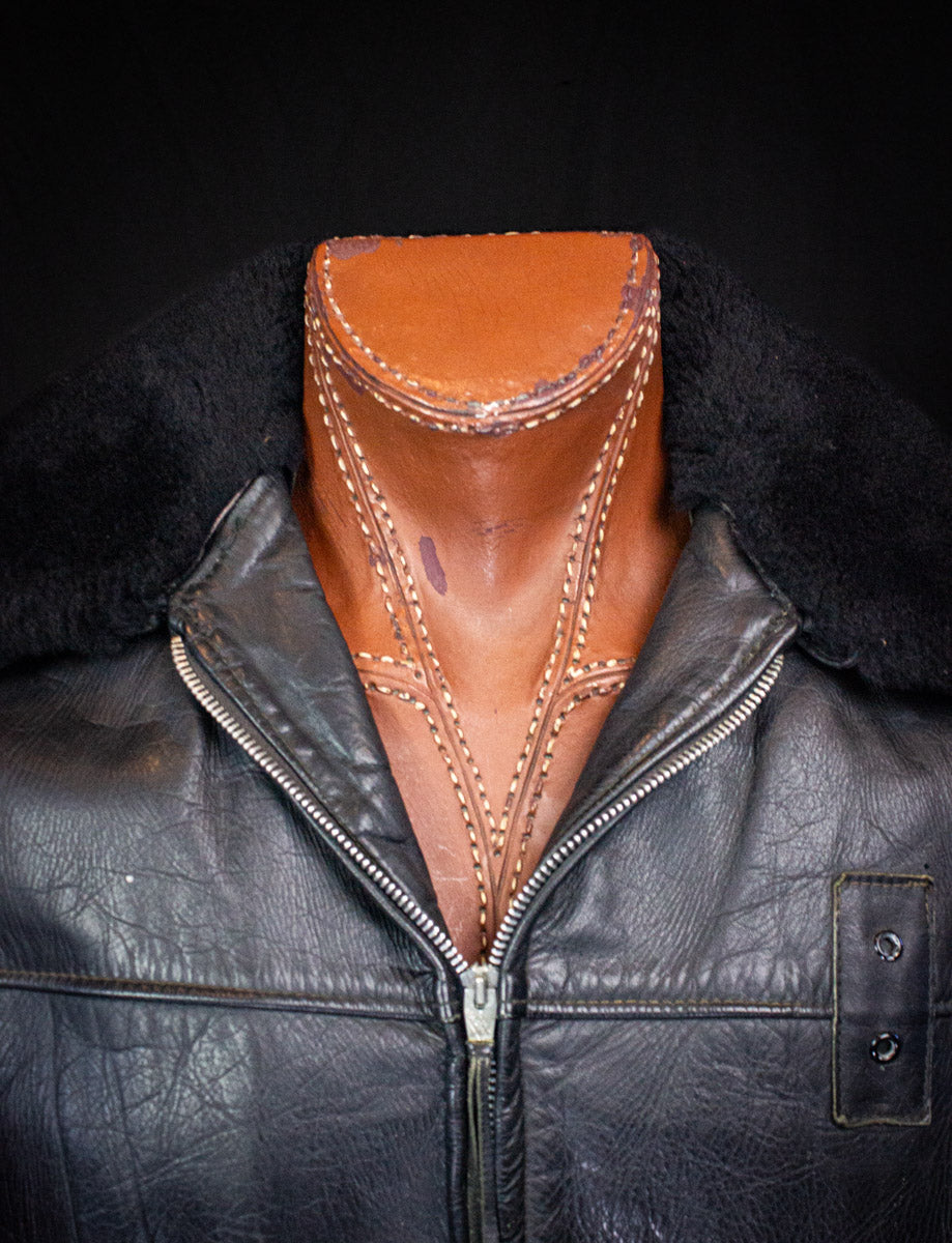 Vintage Harley Davidson Police Patrol Black Leather Moto Jacket 60s Large/XL