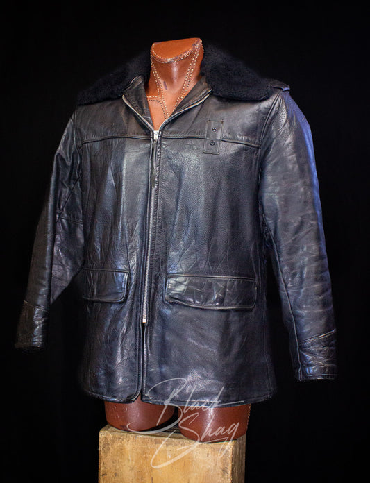 Vintage Harley Davidson Police Patrol Black Leather Moto Jacket 60s Large/XL