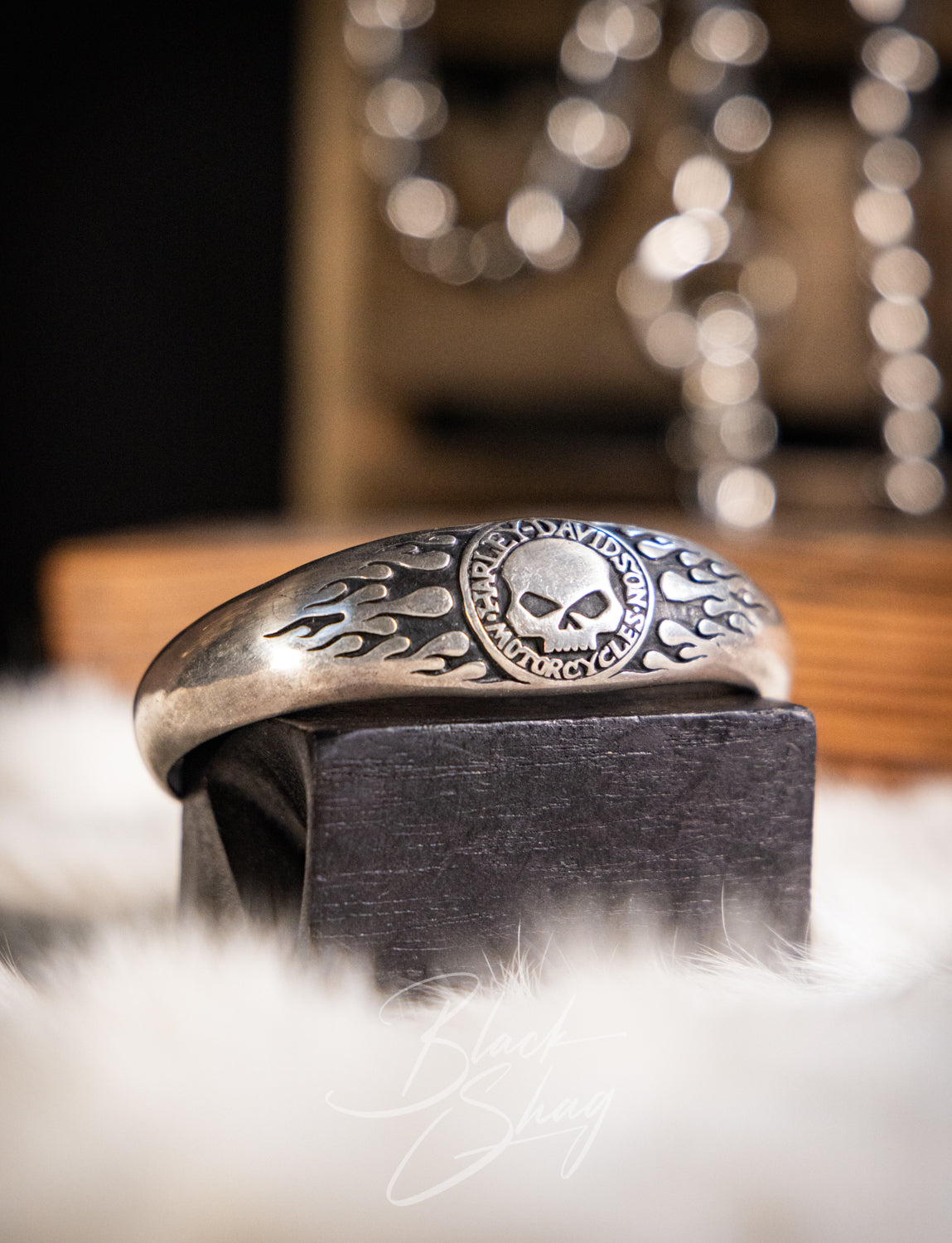 Vintage 90s Harley Davidson Silver Cuff Bracelet