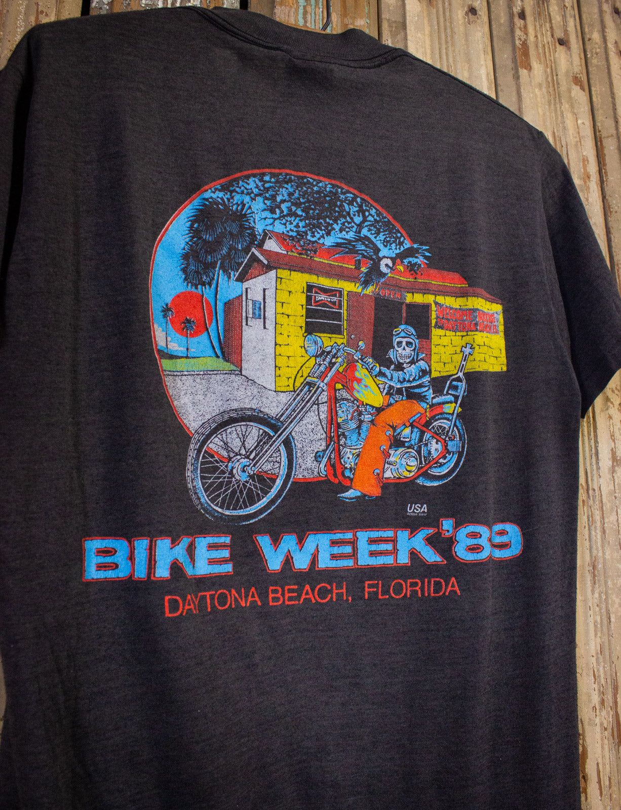 Vintage Harley Davidson Whiskey/Bike Week Graphic T Shirt 1989 Black Medium