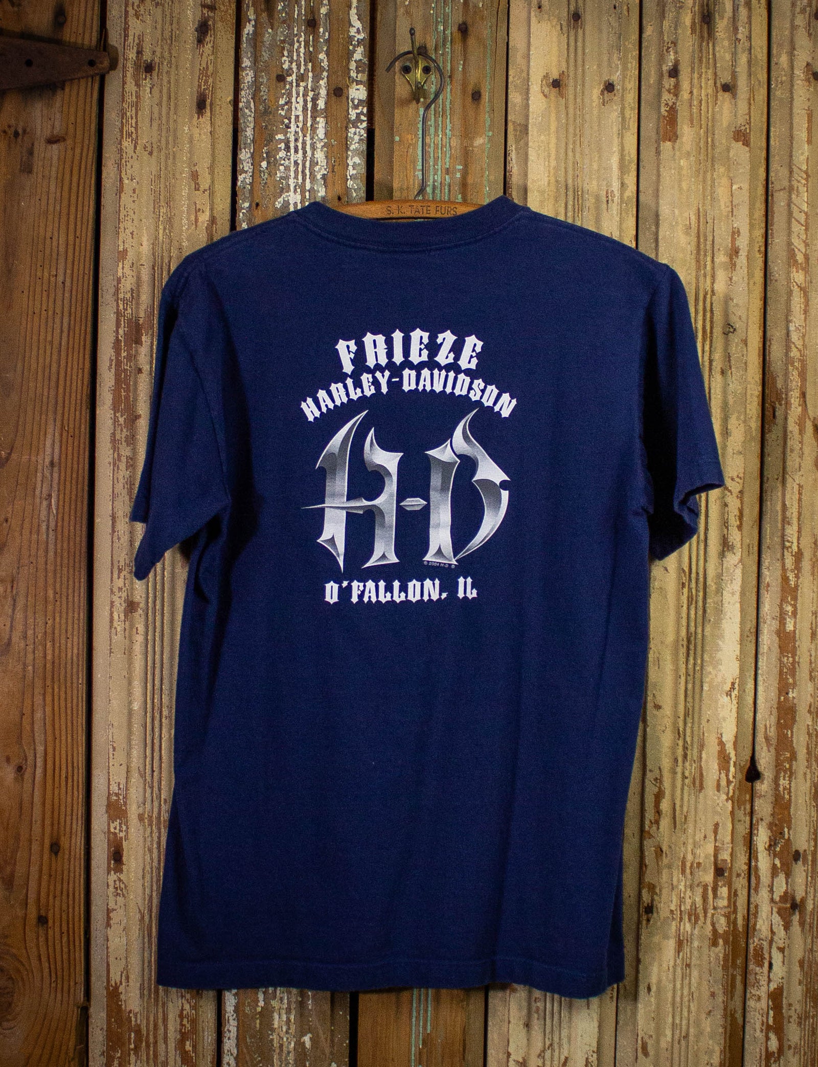 Vintage Harley Davison Logo O'Fallon, IL Graphic T Shirt 2004 Blue Medium