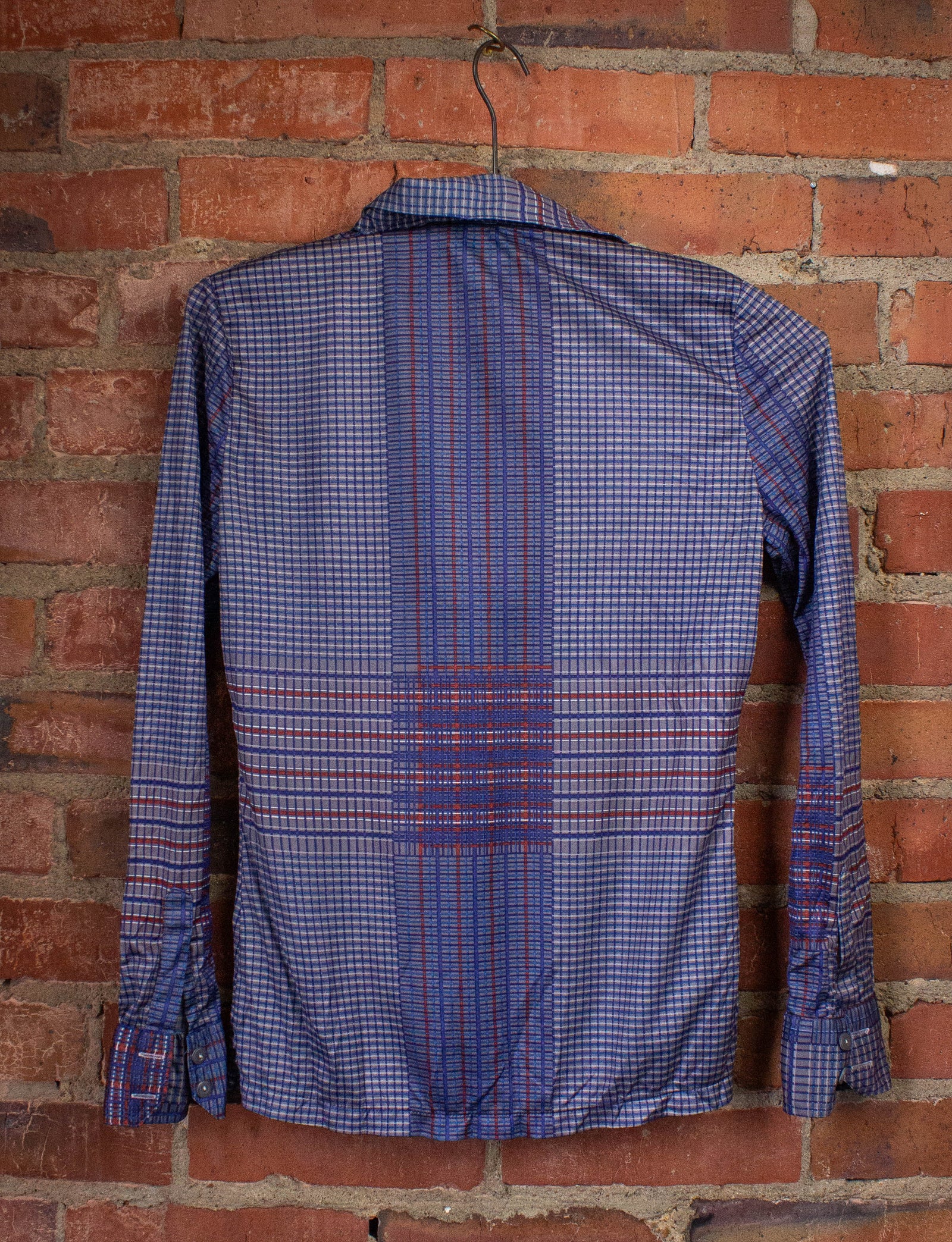 Vintage Huka Poo Disco Button Up Shirt 70s Blue XS