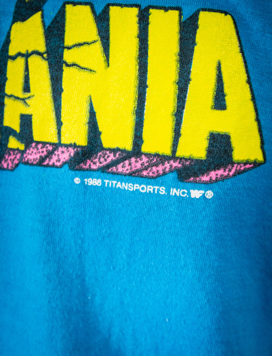 Vintage Hulkmania Graphic T Shirt 1986 Blue Small