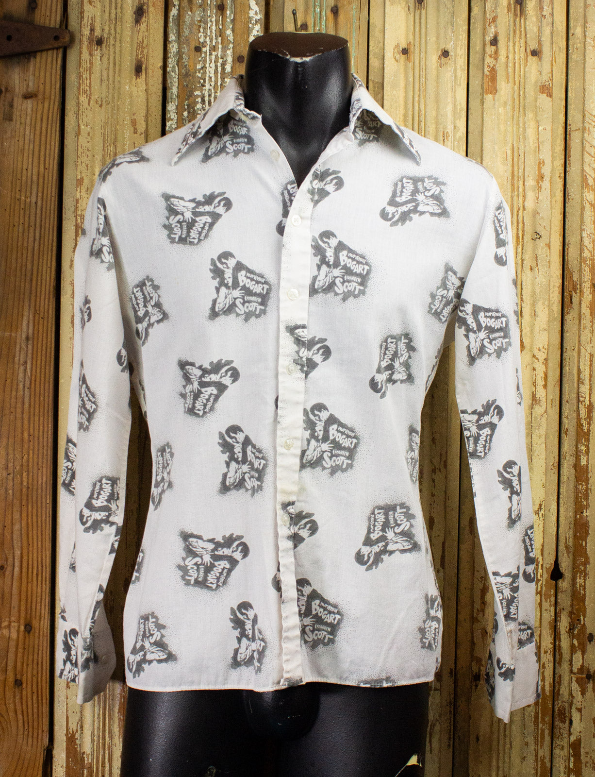 Vintage Dead Reckoning Humphrey Bogart Lizabeth Scott Button Up Shirt White Medium