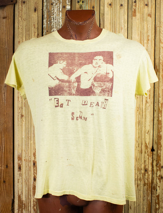 Vintage Huns Eat Death Scum Concert T Shirt 1978 Yellow XL
