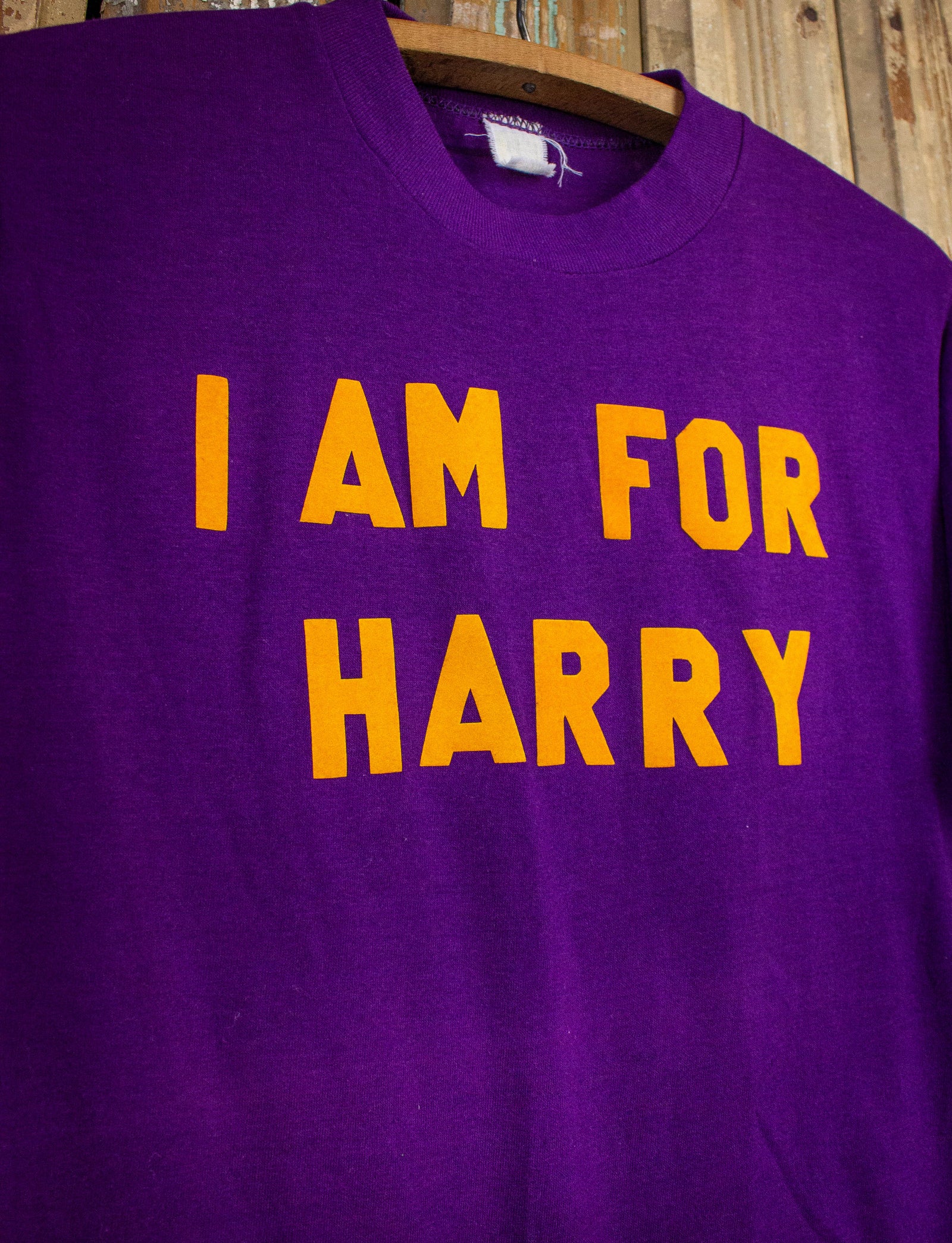 Vintage I Am For Harry Graphic T Shirt 70s Purple Small