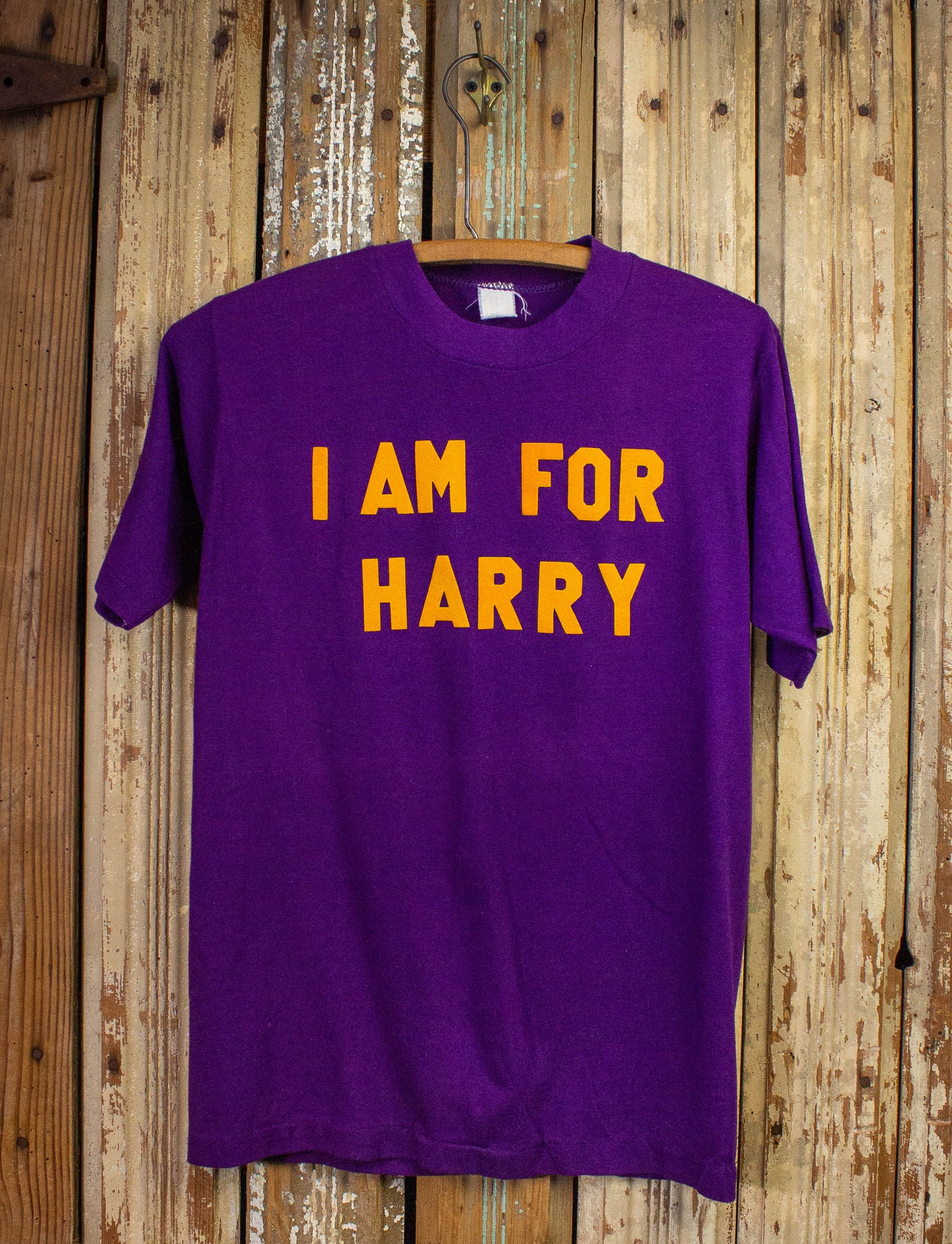 Vintage I Am For Harry Graphic T Shirt 70s Purple Small