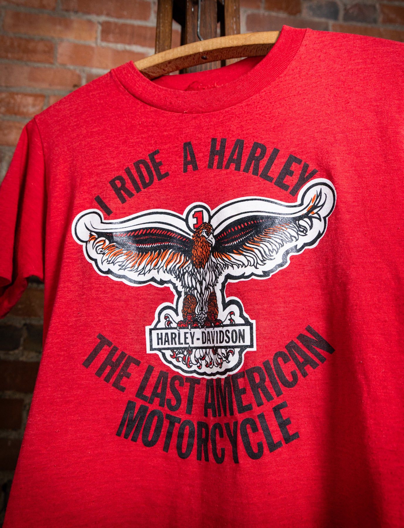 Vintage I Ride A Harley Last American Motorcycle Graphic T Shirt Small