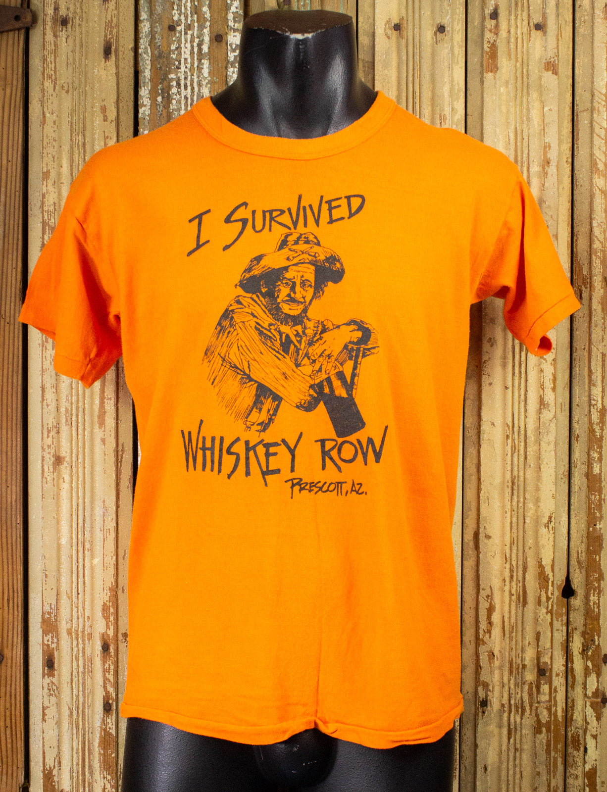 Vintage I Survived Whiskey Row Graphic T Shirt 60s Orange Large