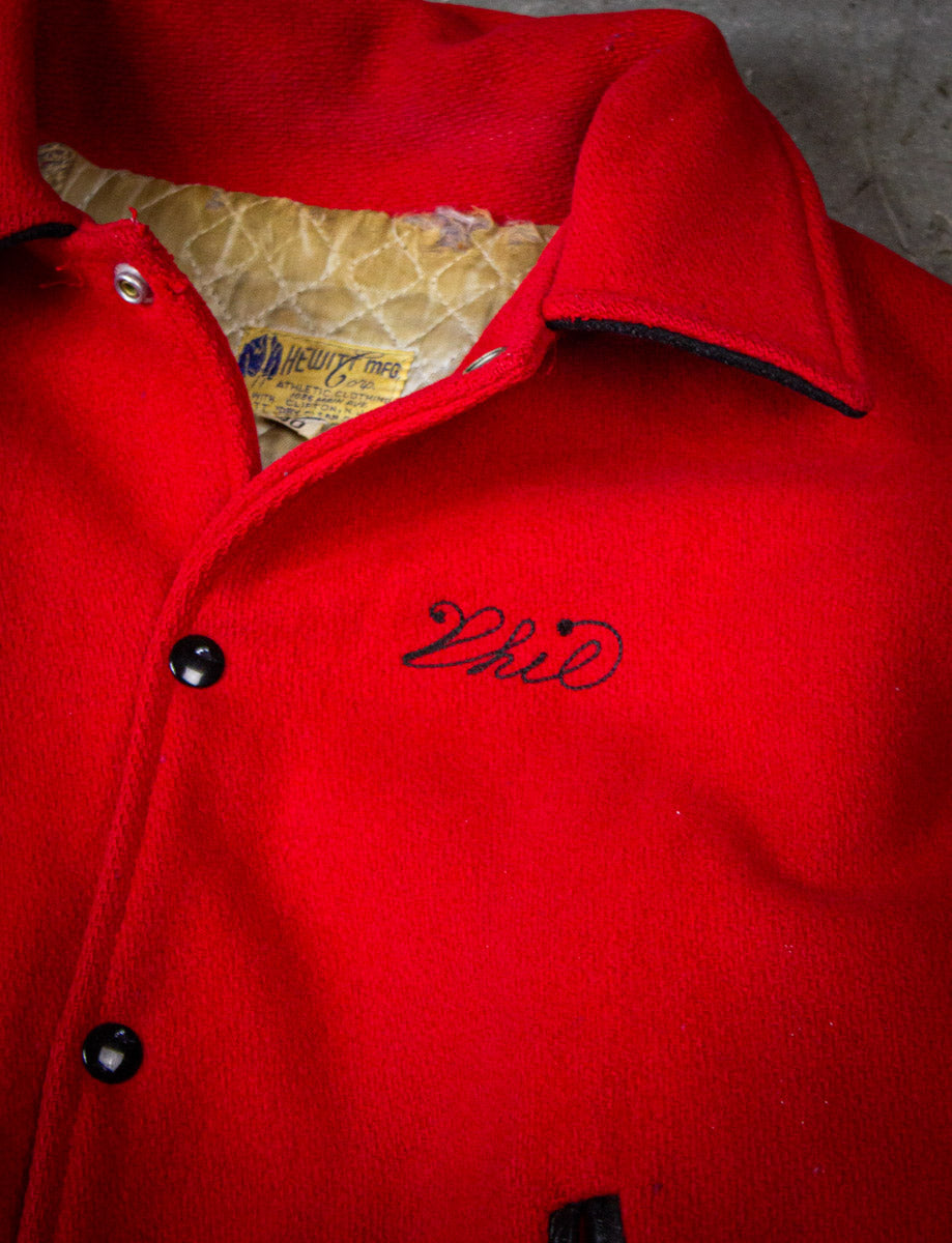 Vintage Indians Varsity Jacket 60s Red and Black L/XL
