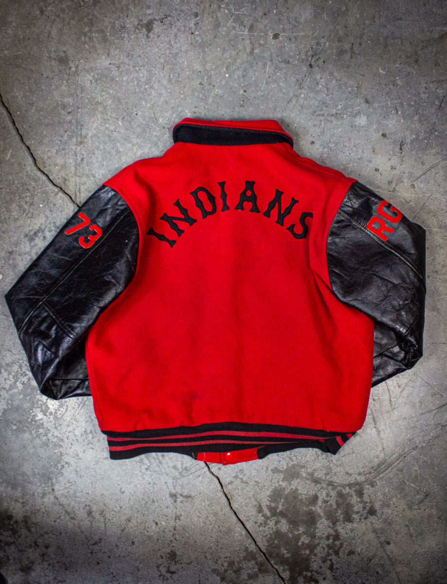 Vintage Indians Varsity Jacket 60s Red and Black L/XL – Black Shag