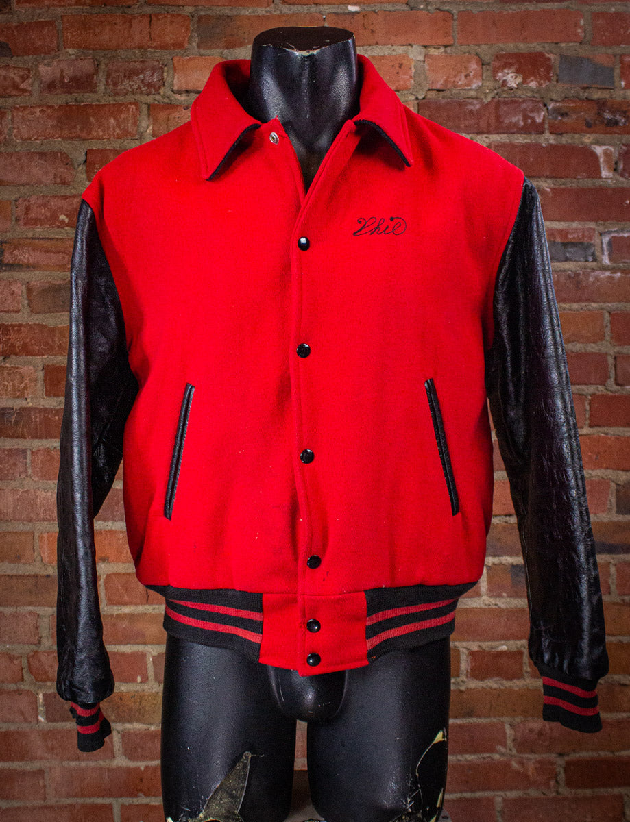 Vintage Indians Varsity Jacket 60s Red and Black L/XL