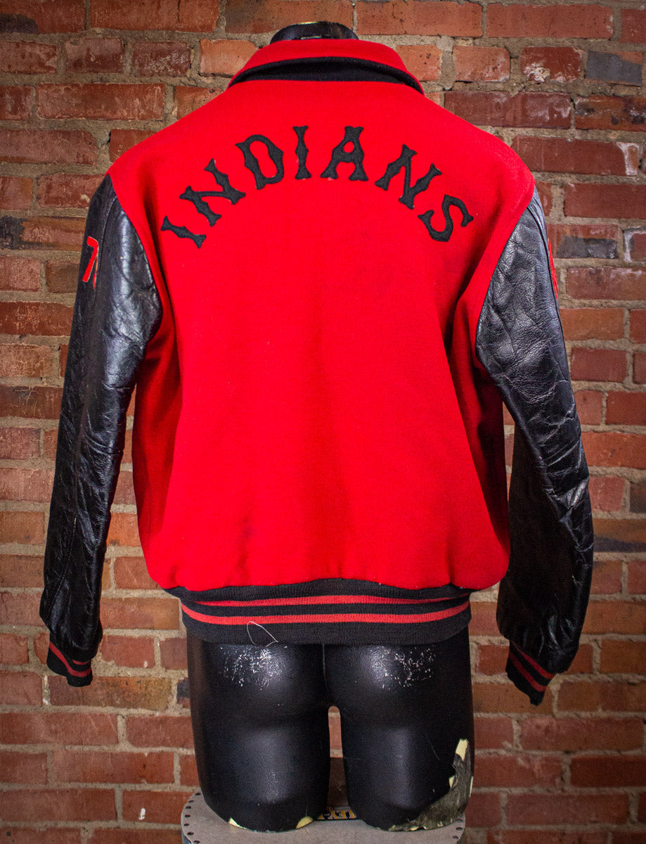 Vintage Indians Varsity Jacket 60s Red and Black L/XL – Black Shag