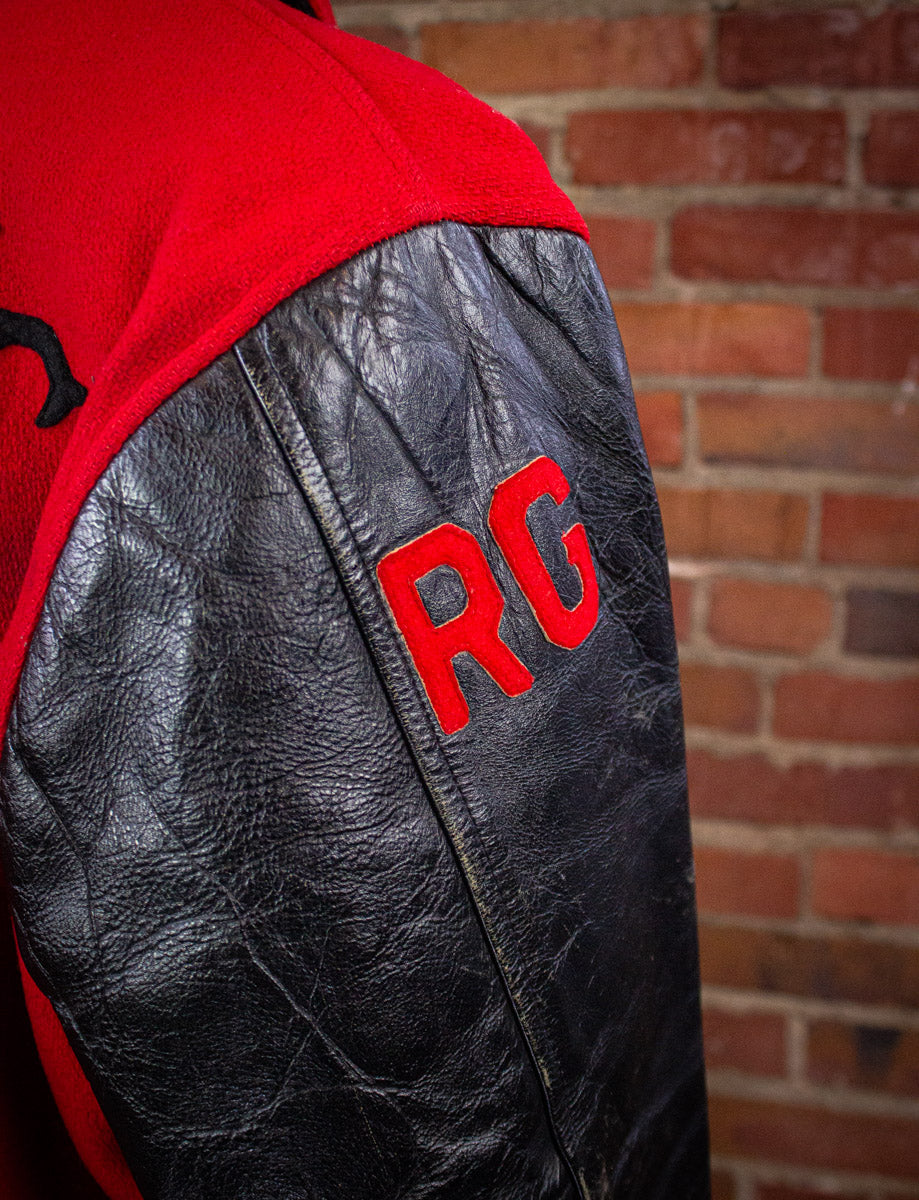 Vintage Indians Varsity Jacket 60s Red and Black L/XL