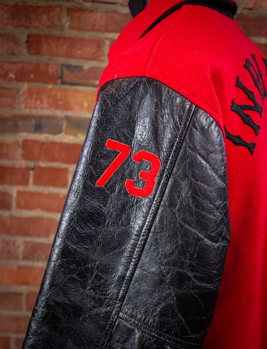 Vintage Indians Varsity Jacket 60s Red and Black L/XL