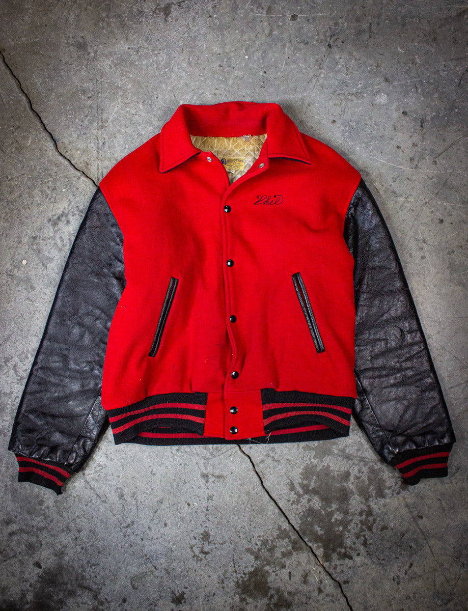 Vintage Indians Varsity Jacket 60s Red and Black L/XL
