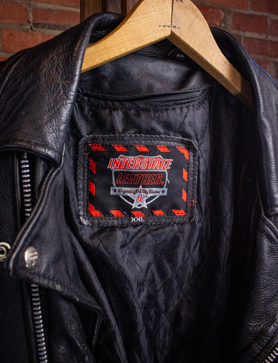 Vintage Interstate Leathers Harley Davidson Leather Biker Jacket 80s XL