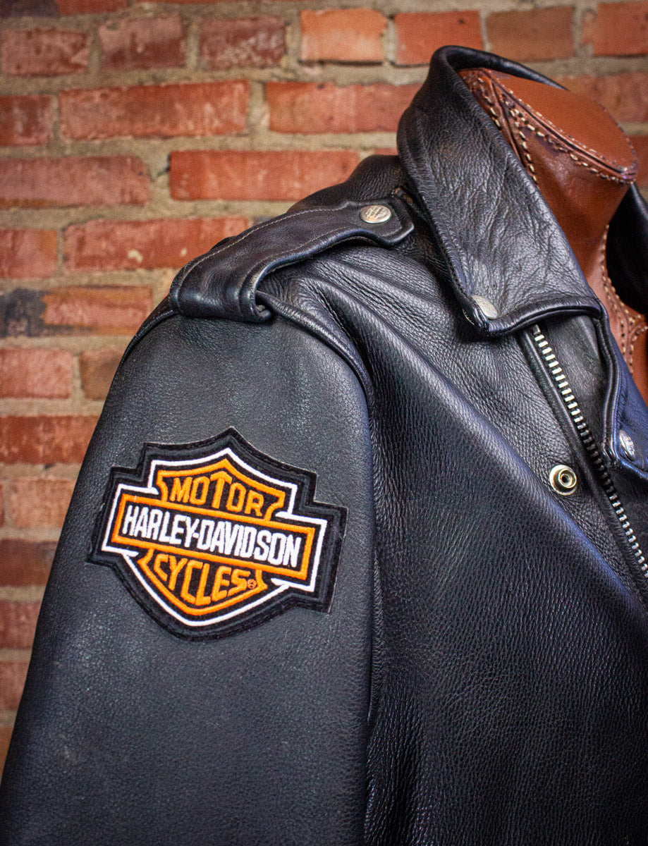 Vintage Interstate Leathers Harley Davidson Leather Biker Jacket 80s XL