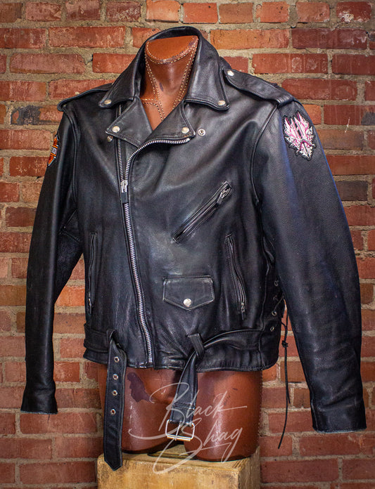 Vintage Interstate Leathers Harley Davidson Leather Biker Jacket 80s XL