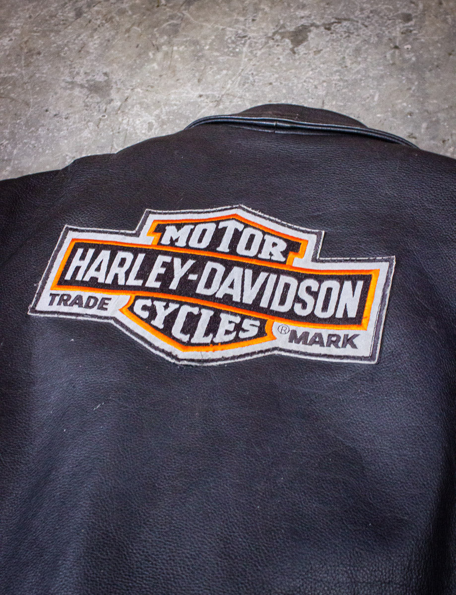 Vintage Interstate Leathers Harley Davidson Leather Biker Jacket 80s XL