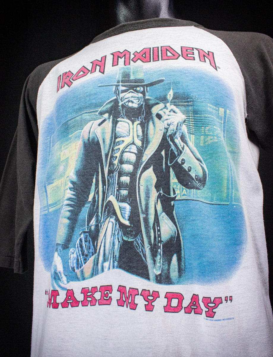 Vintage Iron Maiden Make My Day Raglan Concert T Shirt 1987 Medium