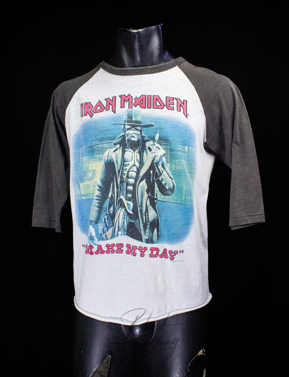 Vintage Iron Maiden Make My Day Raglan Concert T Shirt 1987 Medium