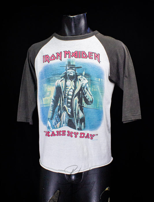 Vintage Iron Maiden Make My Day Raglan Concert T Shirt 1987 Medium