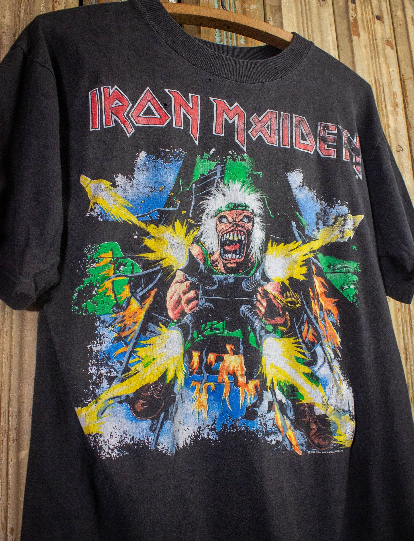 Vintage Iron Maiden No Prayer On The Road Concert T Shirt 1990 Black Medium