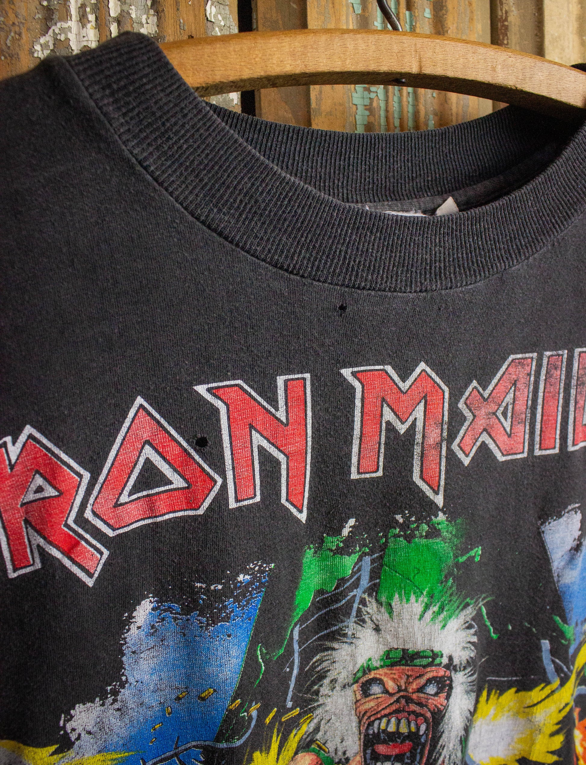 Vintage Iron Maiden No Prayer On The Road Concert T Shirt 1990 Black Medium