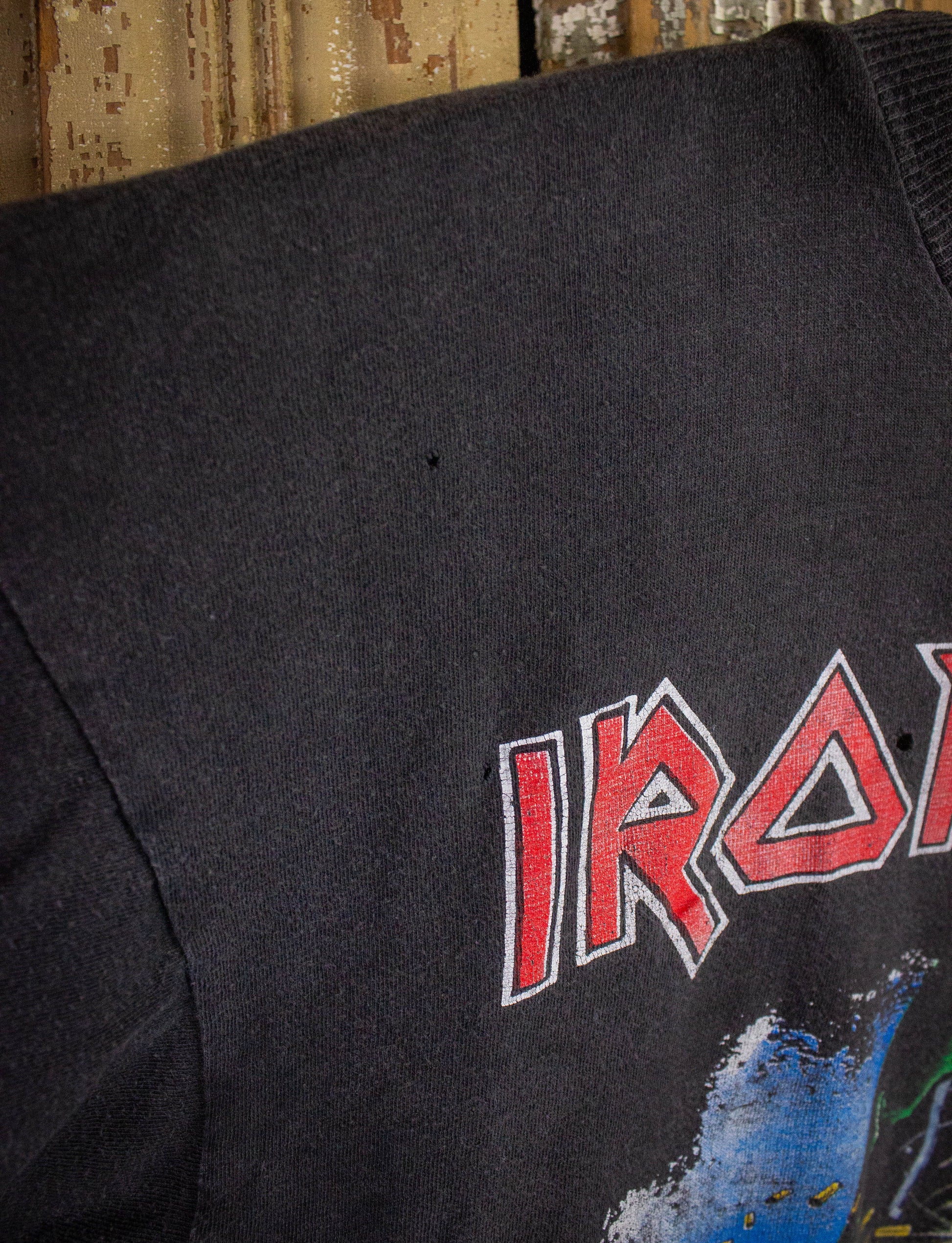 Vintage Iron Maiden No Prayer On The Road Concert T Shirt 1990 Black Medium
