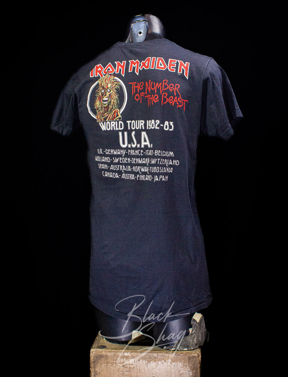 Vintage Iron Maiden Number of the Beast Tour Concert T Shirt 1982/83 Black Medium