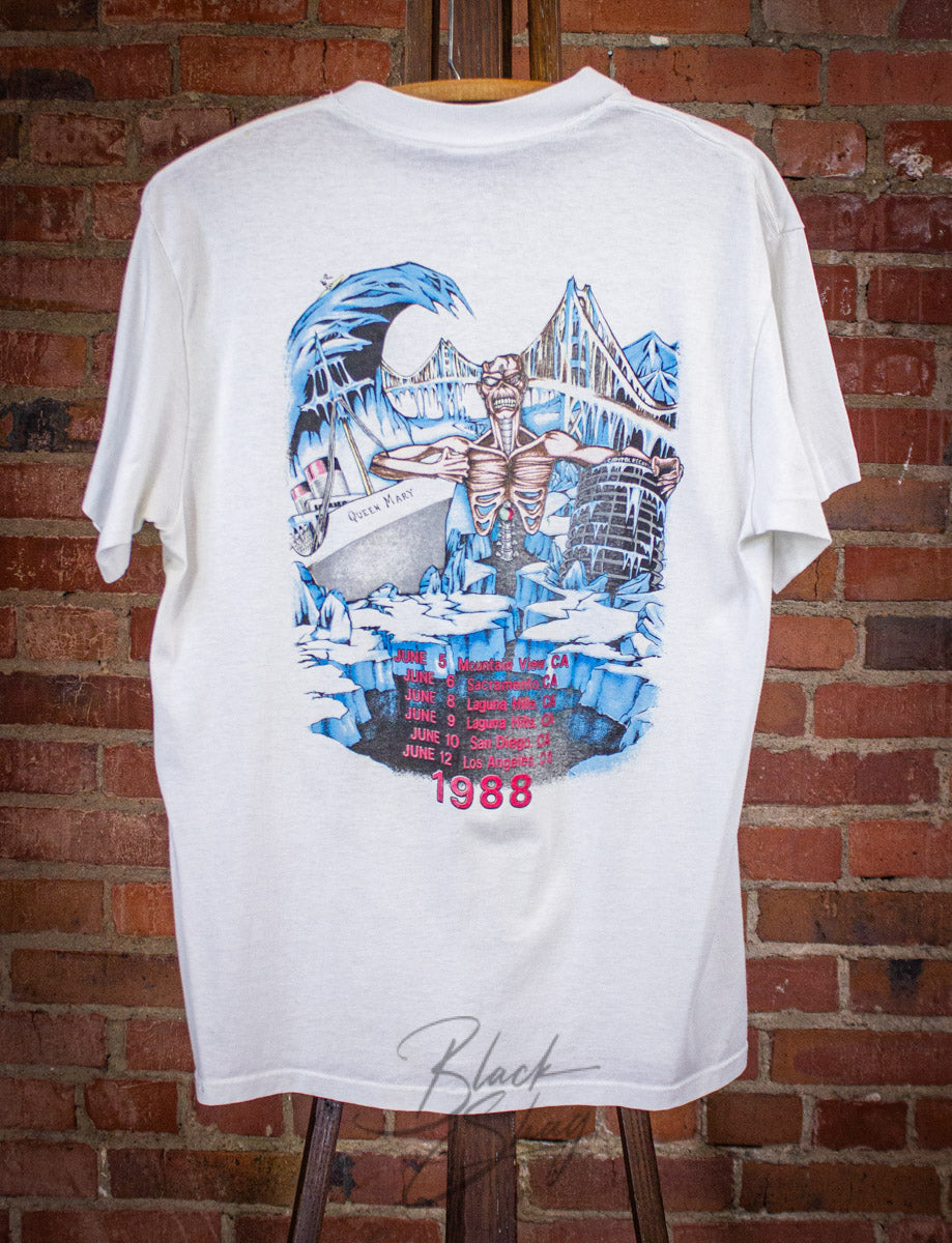 Vintage Iron Maiden Seventh Son California Tour Concert T Shirt 1988 White Medium