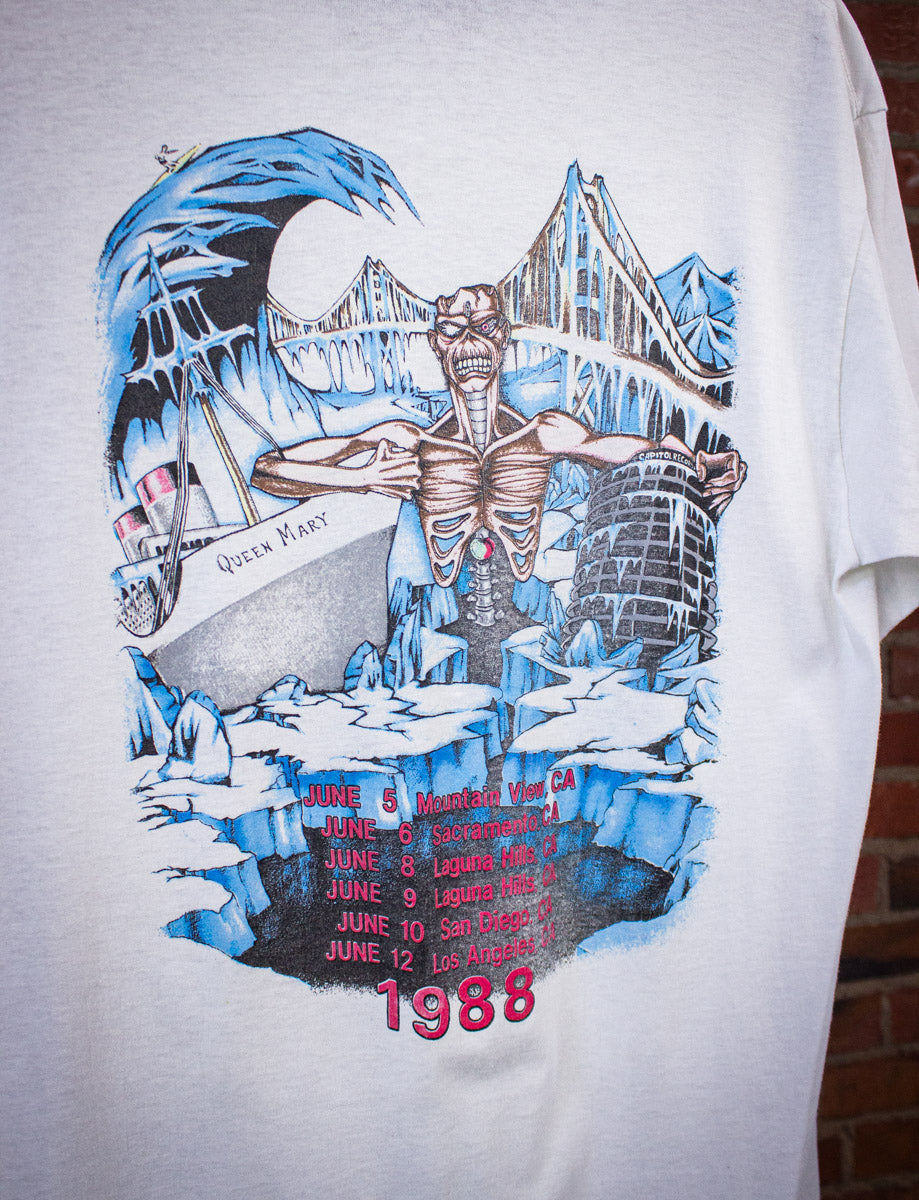 Vintage Iron Maiden Seventh Son California Tour Concert T Shirt 1988 White Medium