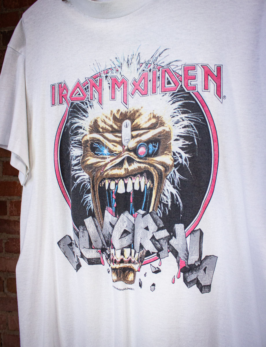 Vintage Iron Maiden Seventh Son California Tour Concert T Shirt 1988 White Medium