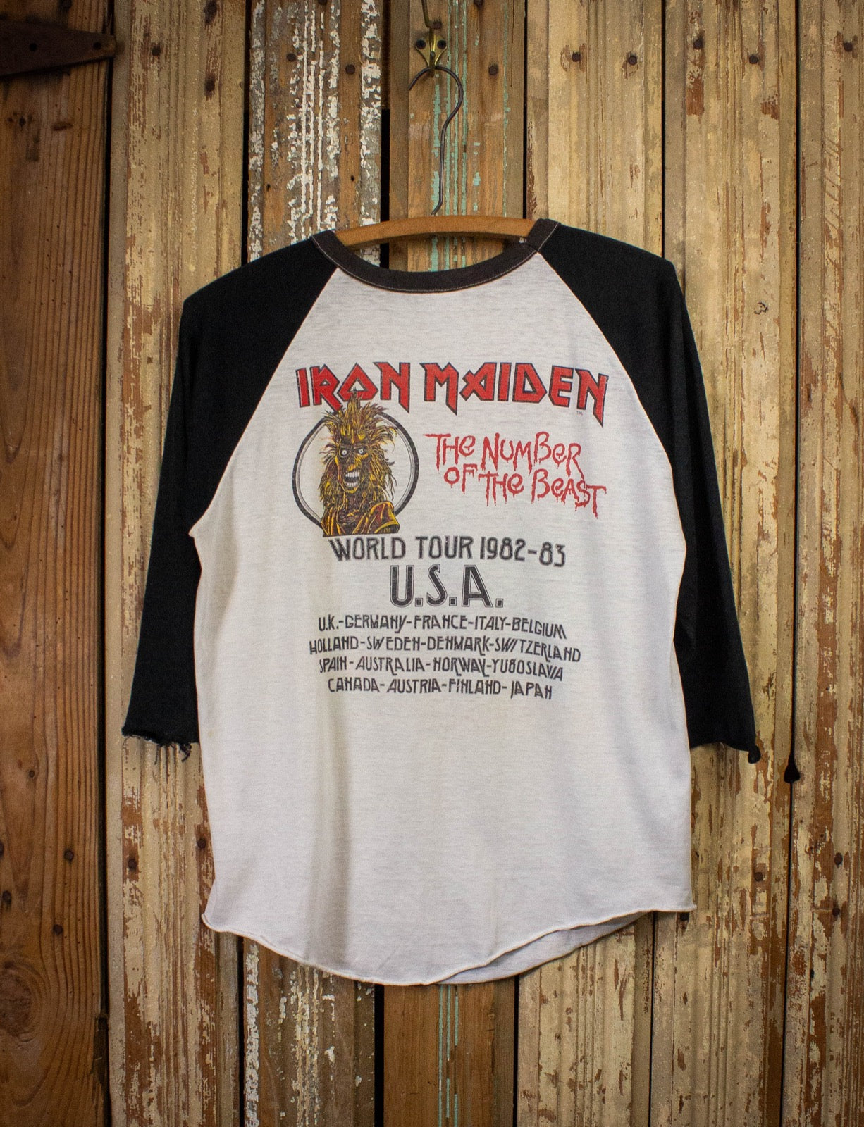 Vintage Iron Maiden 1982-83 The Number of The Beast Tour Raglan