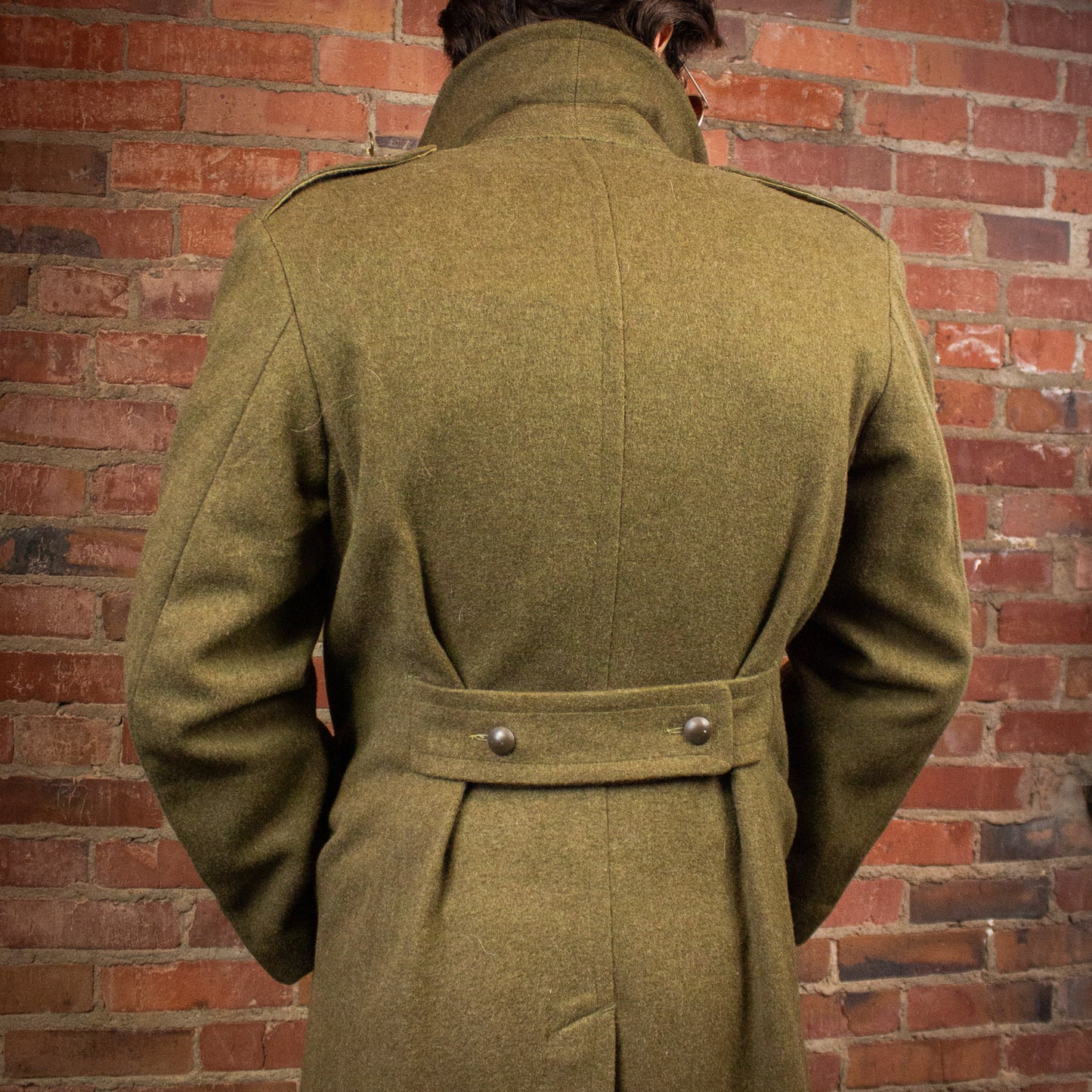 Vintage Italian Military Wool Coat 70s Large