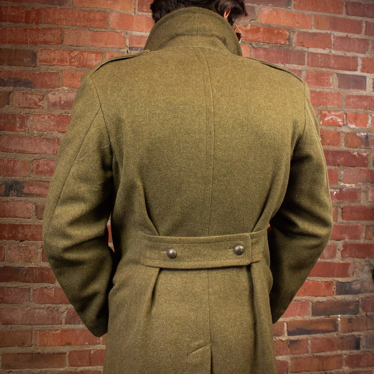 Vintage Italian Military Wool Coat 70s Large