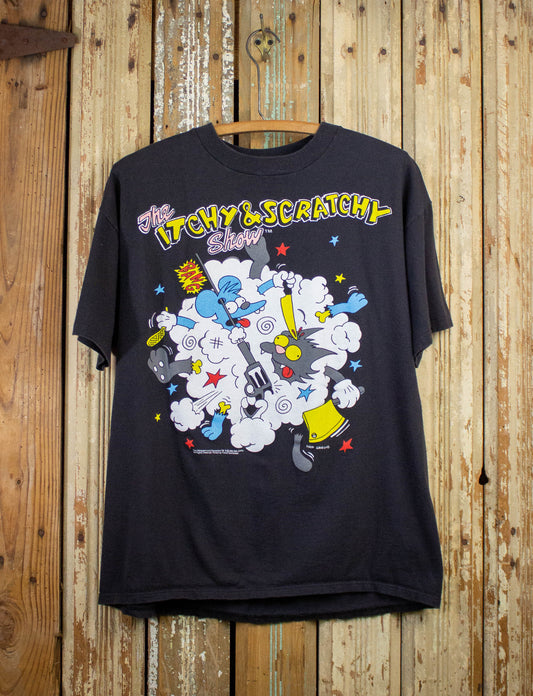 Vintage Itchy & Scratchy Show Graphic T Shirt 1992 Black Large