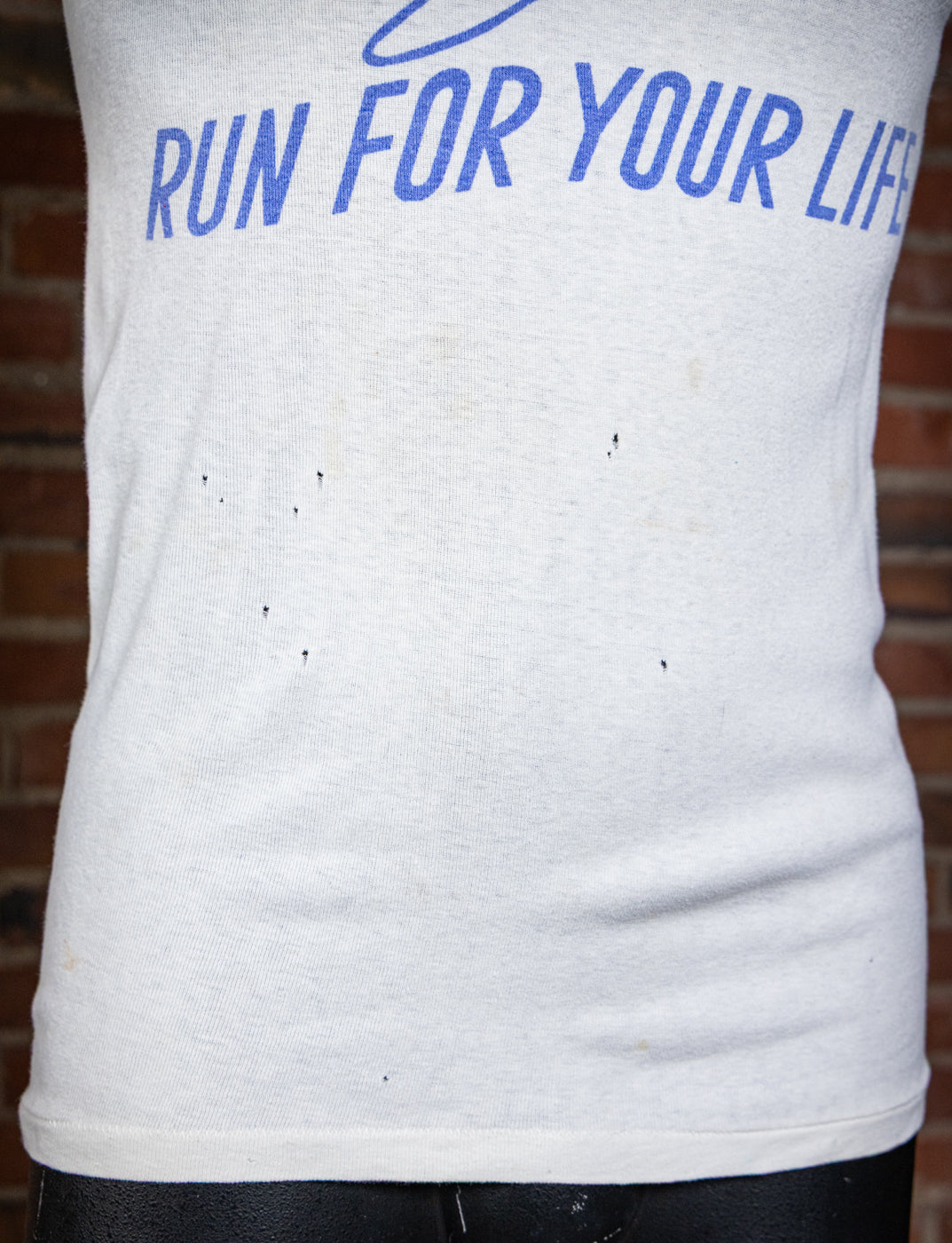 Vintage 70s JCC 100 Mile Club Run For Your Life Graphic T Shirt XS