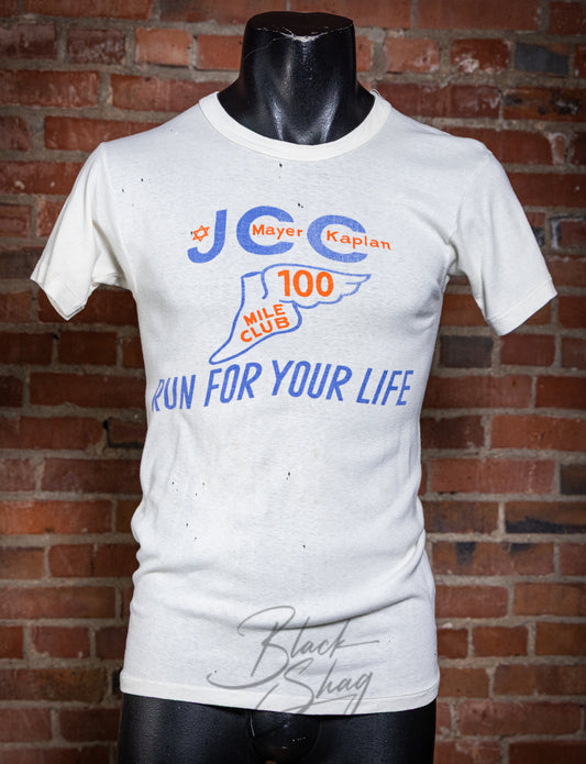 Vintage 60s JCC 100 Mile Club Run For Your Life Graphic T Shirt XS